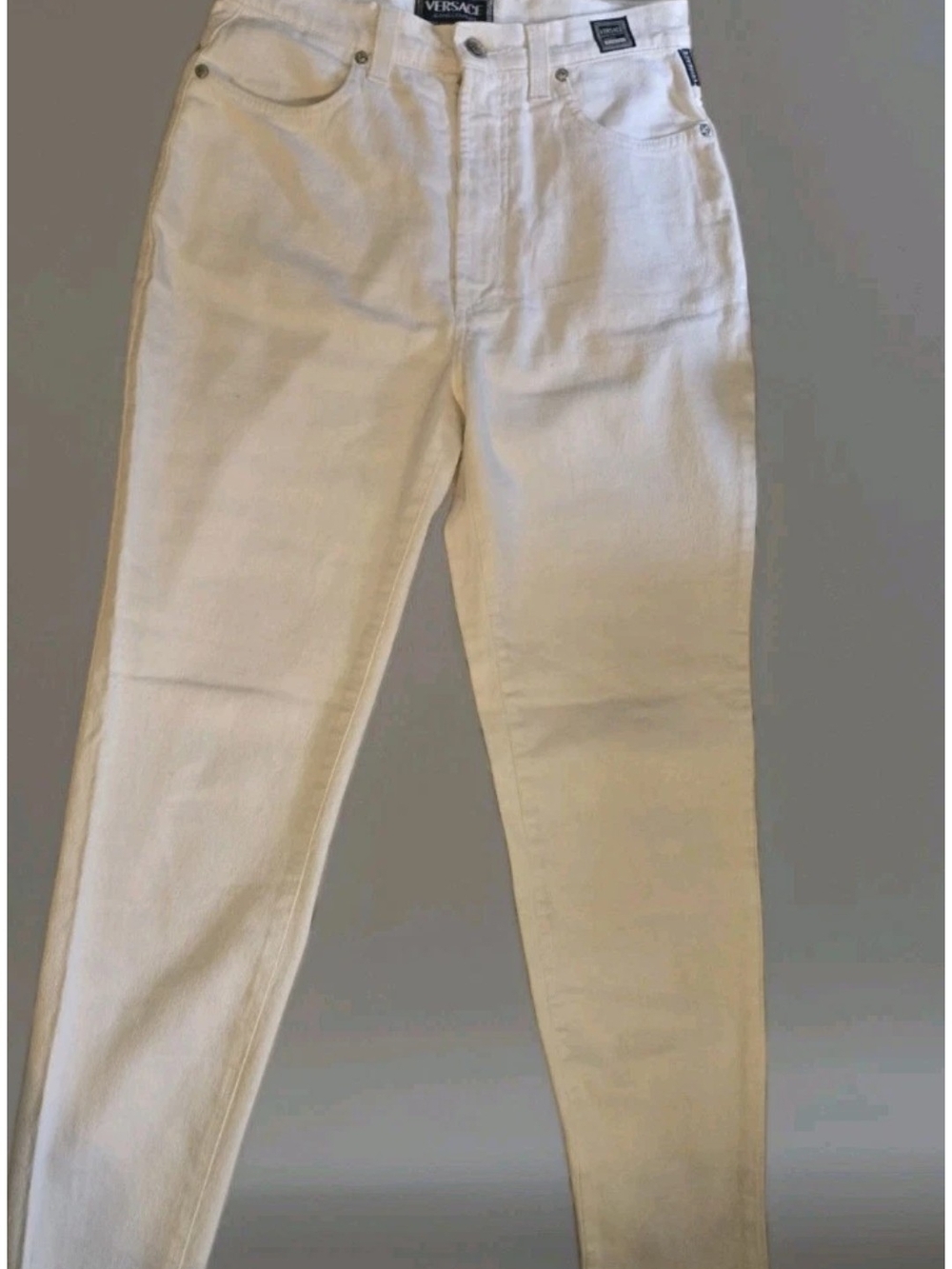 Vintage 1990's Versace Jeans Mens  White Couture Ittierre Medusa Slim Straight